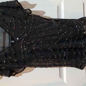 White House Black Market beaded, sequined, cut out shoulder top